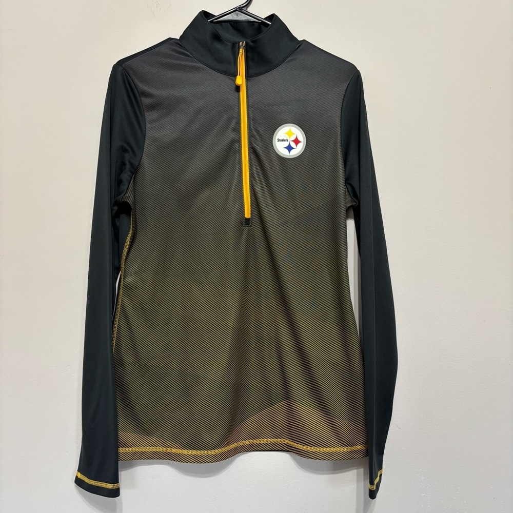 Pittsburgh Steelers quarter-zip pullover sweatshirt.